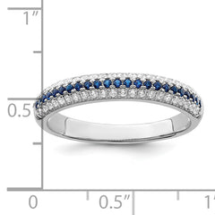 Brilliant Embers Sterling Silver Rhodium-plated 67 Stone Blue and White Micro Pav‚ CZ Polished Ring