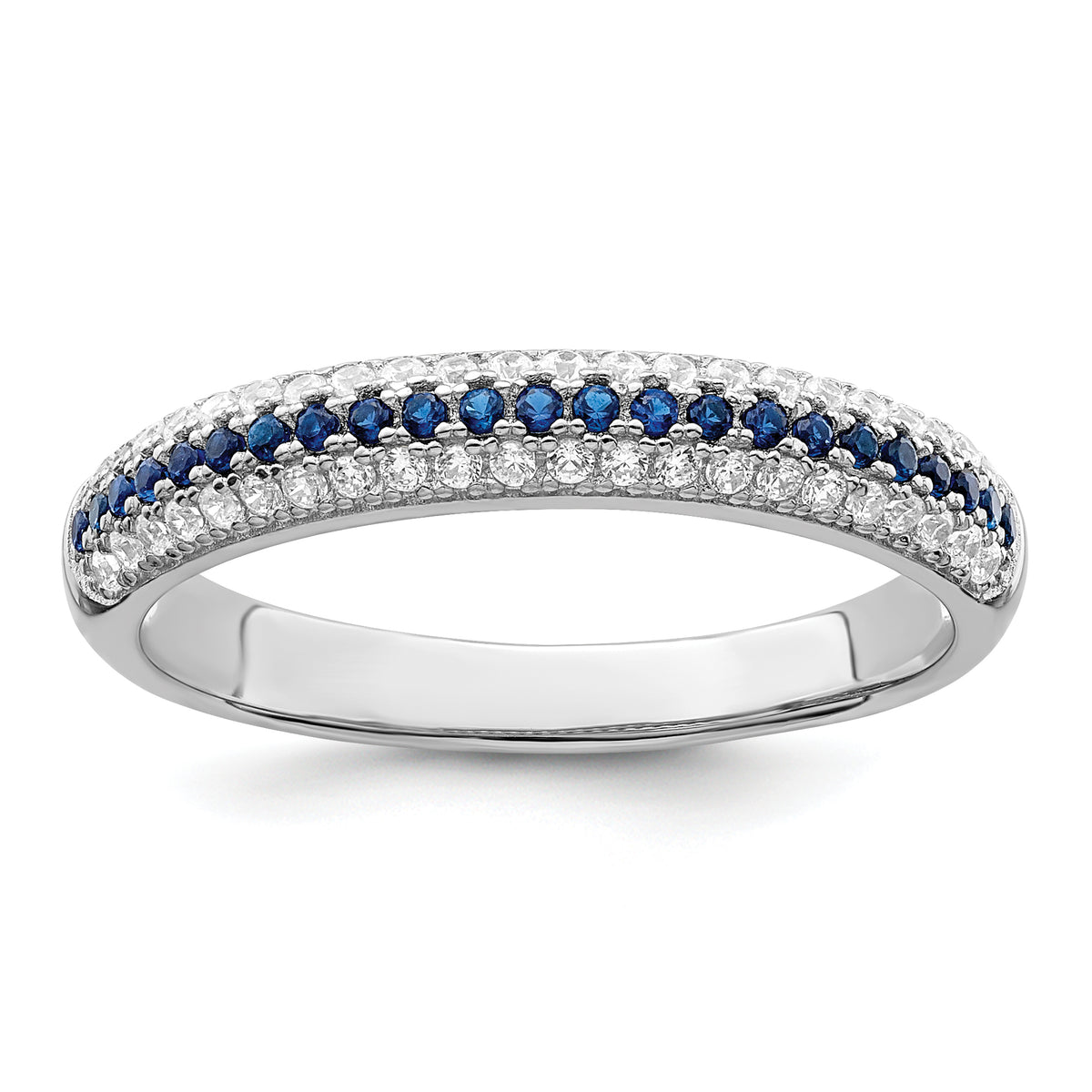 Brilliant Embers Sterling Silver Rhodium-plated 67 Stone Blue and White Micro Pav‚ CZ Polished Ring