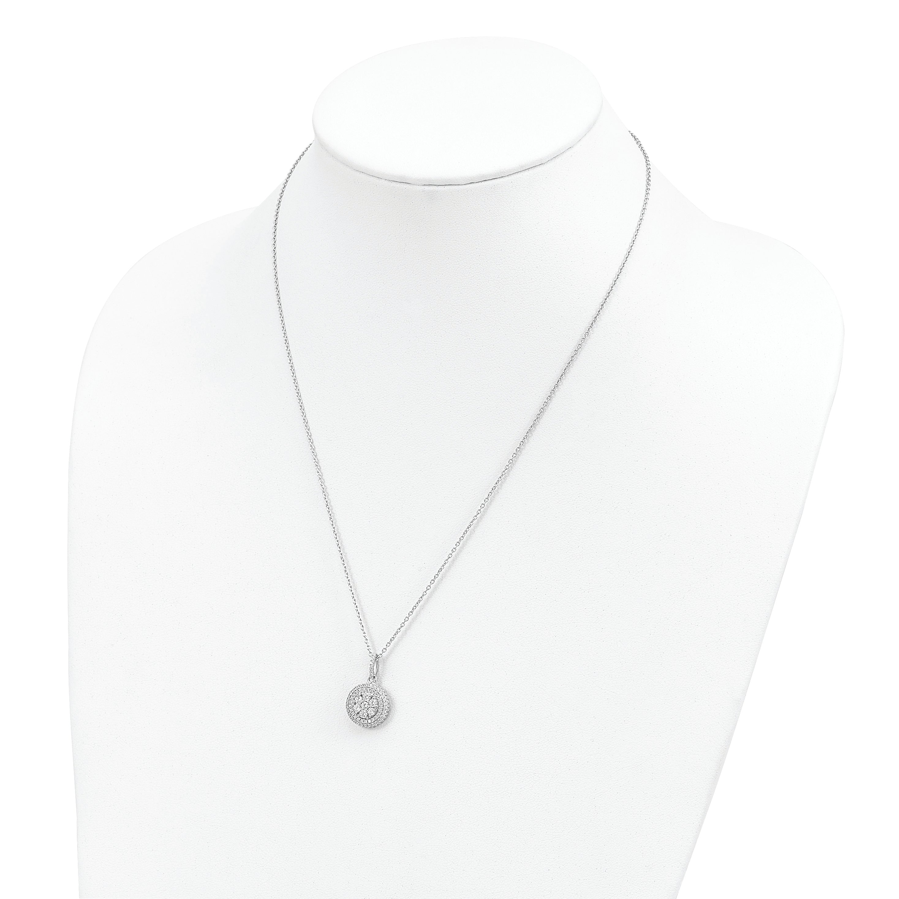 Brilliant Embers Sterling Silver Rhodium-plated 103 Stone 18 inch Micro Pav‚ CZ Necklace with 2 Inch Extender