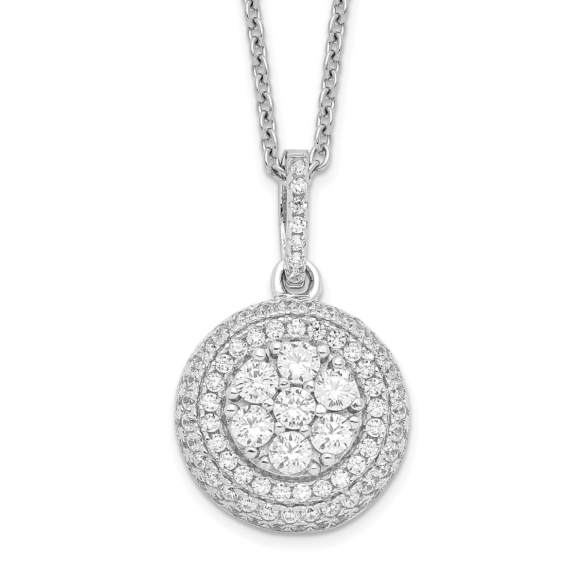 Brilliant Embers Sterling Silver Rhodium-plated 103 Stone 18 inch Micro Pav‚ CZ Necklace with 2 Inch Extender