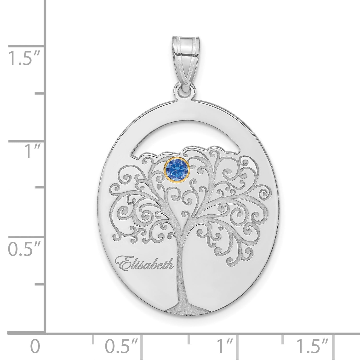 Sterling Silver/Rhod-plated 1 Birthstone with 14k Bezel Family Pendant