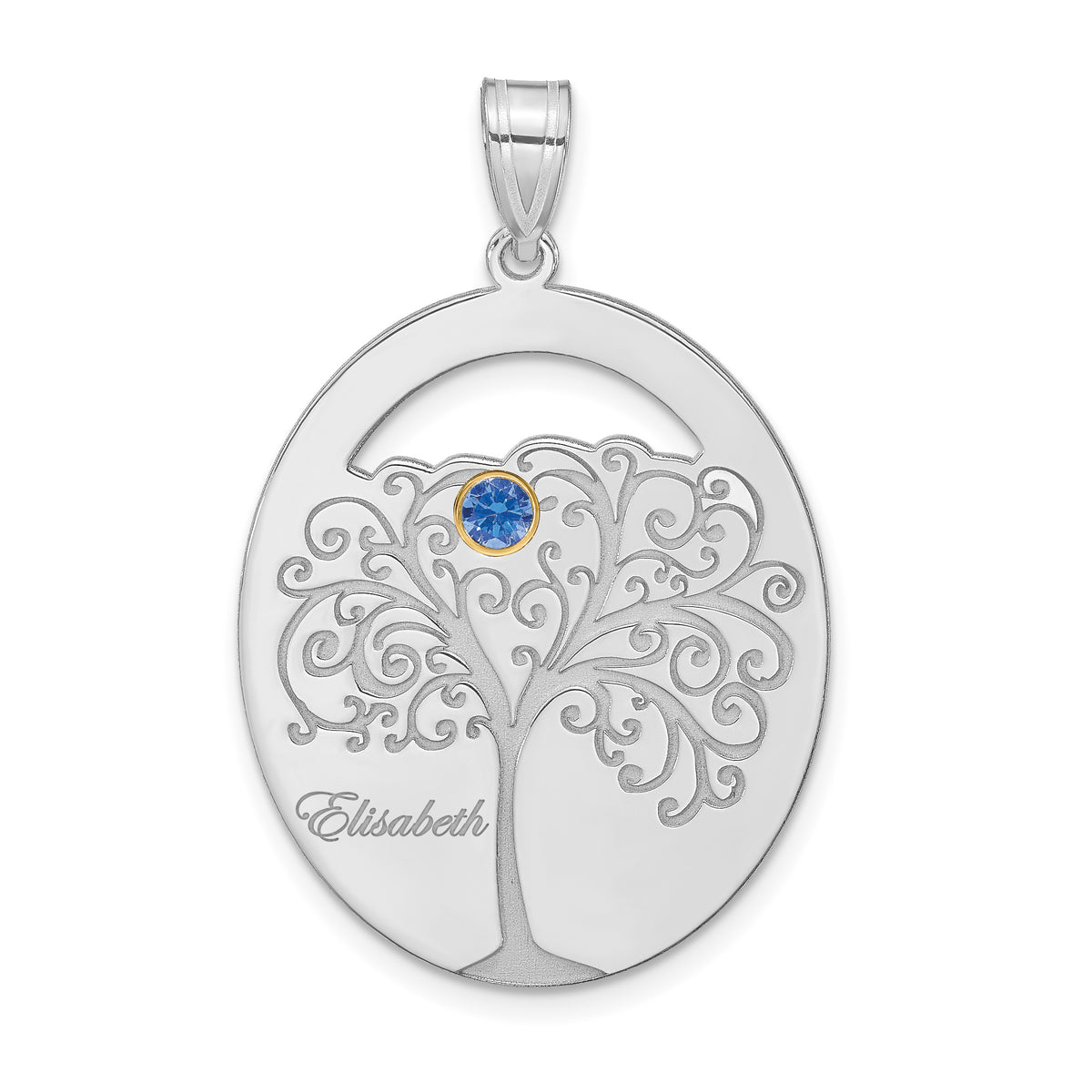 Sterling Silver/Rhod-plated 1 Birthstone with 14k Bezel Family Pendant