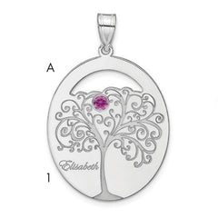 Sterling Silver/Rhod-plated 1 Birthstone with SS Bezel Family Pendant