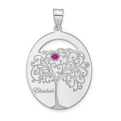 Sterling Silver/Rhod-plated 1 Birthstone with SS Bezel Family Pendant