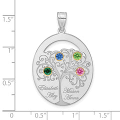 Sterling Silver/Rhod-plated 4 Birthstone with 14k Bezel Family Pendant