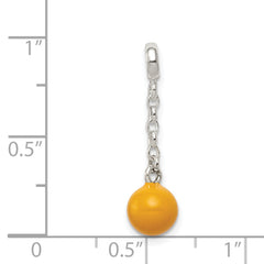 Sterling Silver Yellow Enameled Bead 1/2in Dangle Enhancer