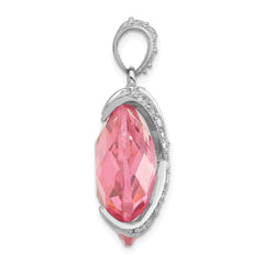 Sterling Silver Polished Pink & Clear CZ Heart Pendant