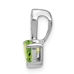 Sterling Silver Rhodium-plated Diamond and Peridot Heart Pendant