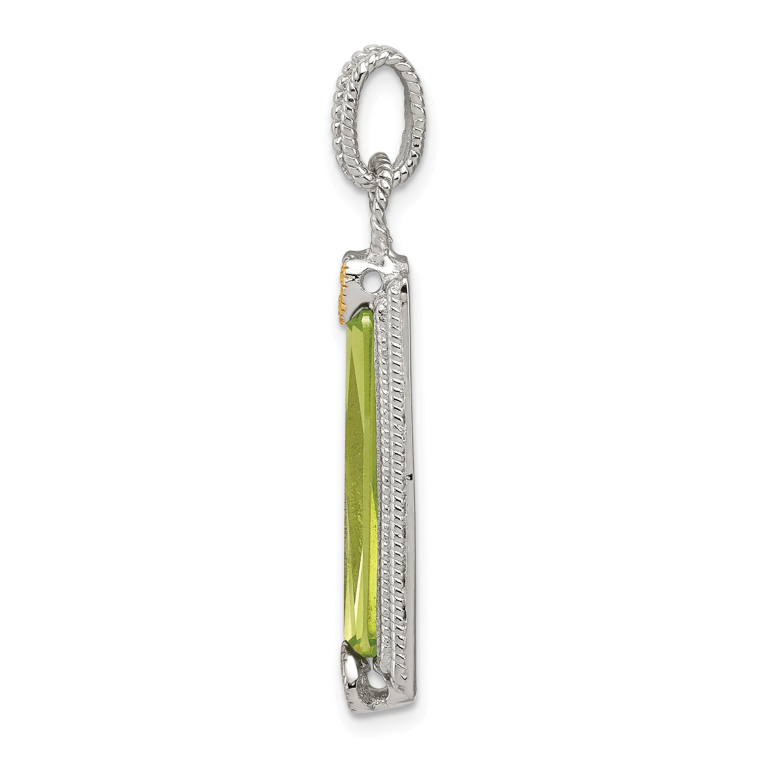 Sterling Silver & Vermeil Light Green CZ Pendant