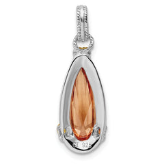 Sterling Silver & Vermeil Rhodium-plated Champagne CZ Pendant