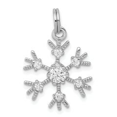 Sterling Silver Rhodium-plated CZ Snowflake Charm