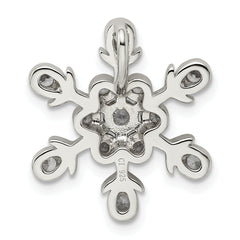 Sterling Silver Rhodium-plated CZ Snowflake Chain Slide