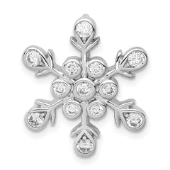 Sterling Silver Rhodium-plated CZ Snowflake Chain Slide