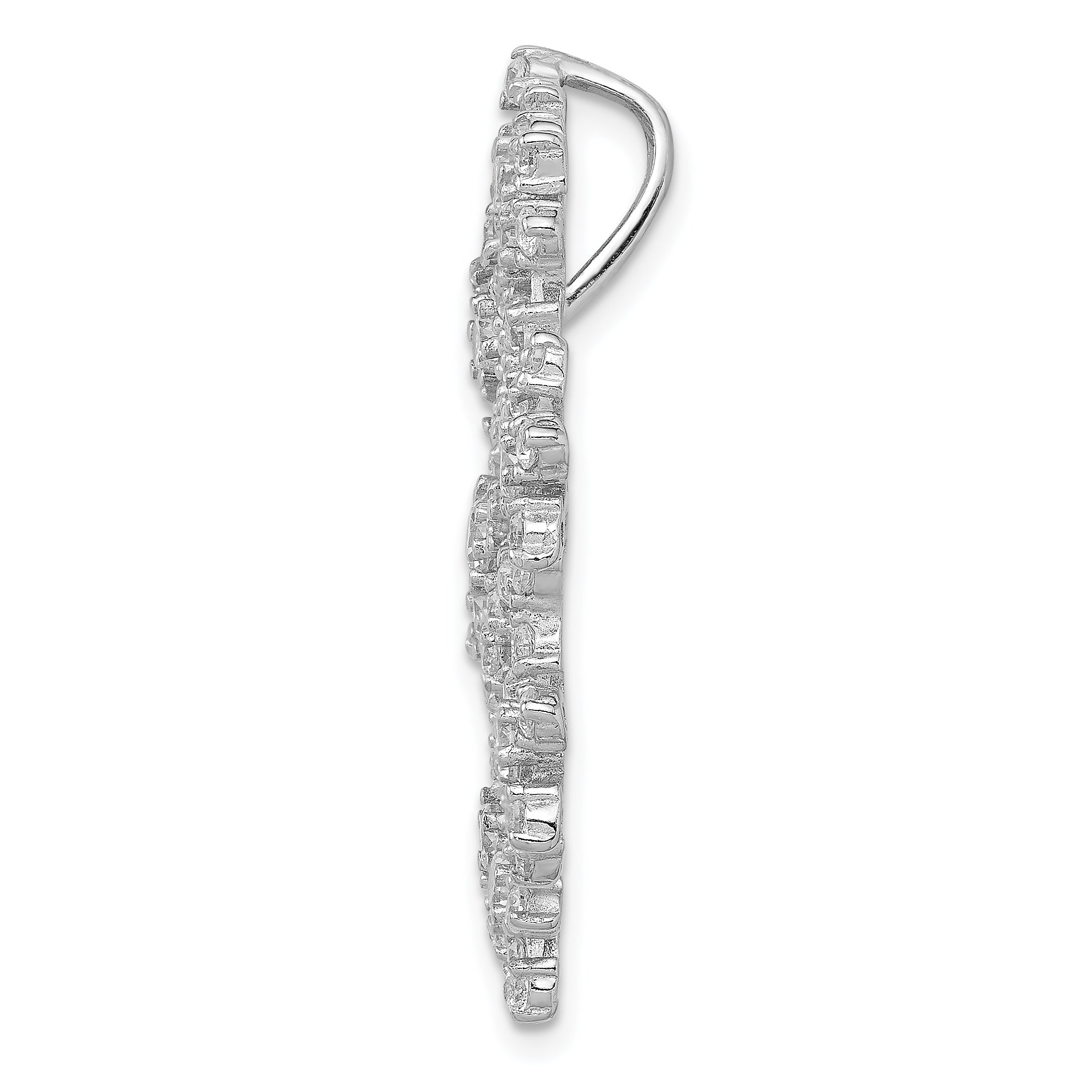 Sterling Silver Rhodium-plated CZ Starburst Snowflake Slide