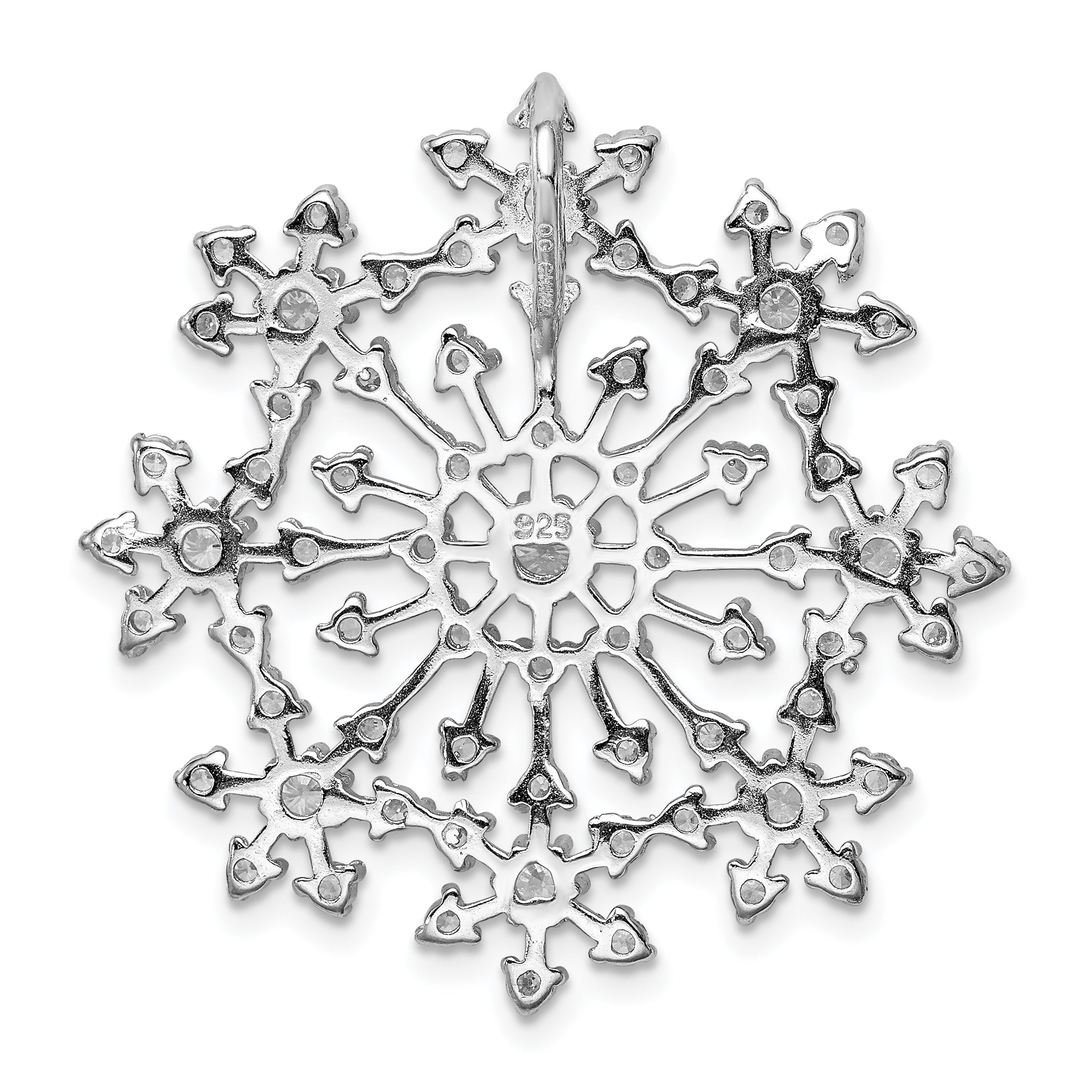 Sterling Silver Rhodium-plated CZ Starburst Snowflake Slide