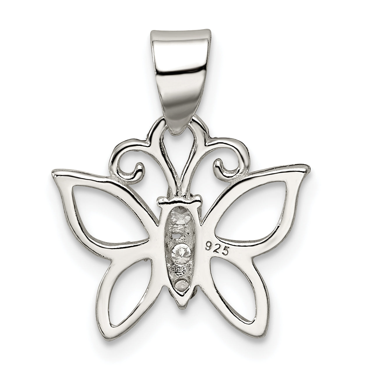 Sterling Silver CZ Butterfly Pendant