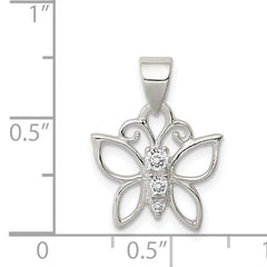 Sterling Silver CZ Butterfly Pendant