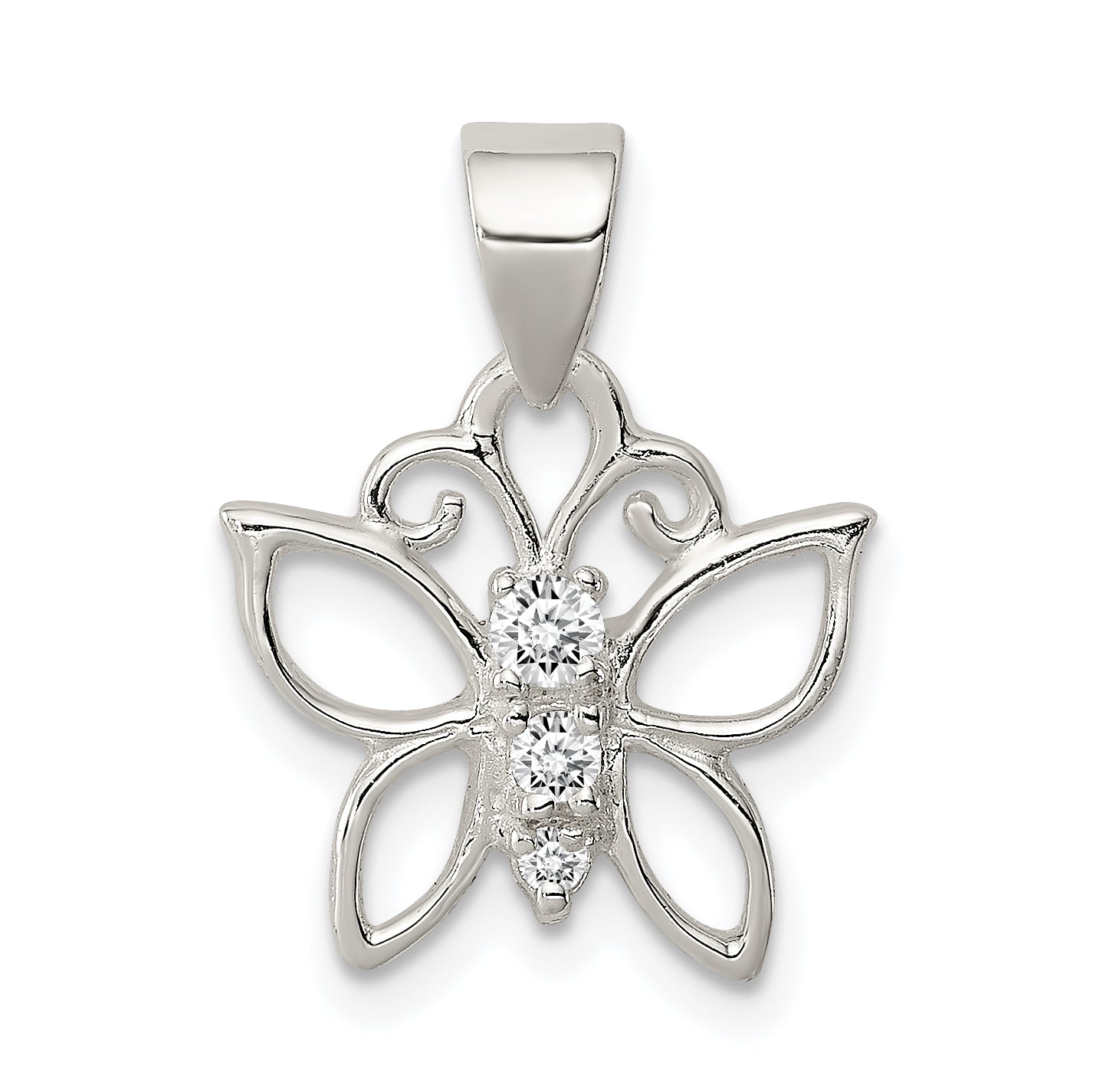 Sterling Silver CZ Butterfly Pendant