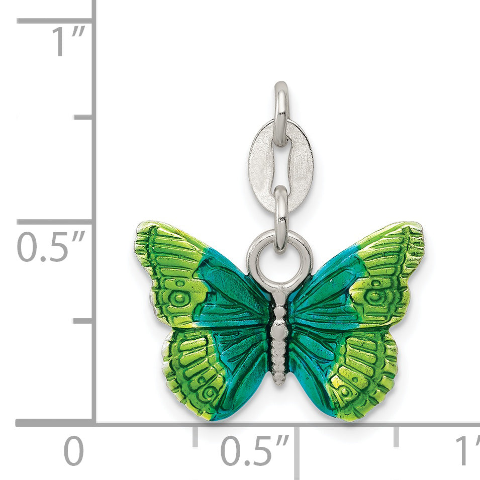 Sterling Silver Enameled Butterfly Charm