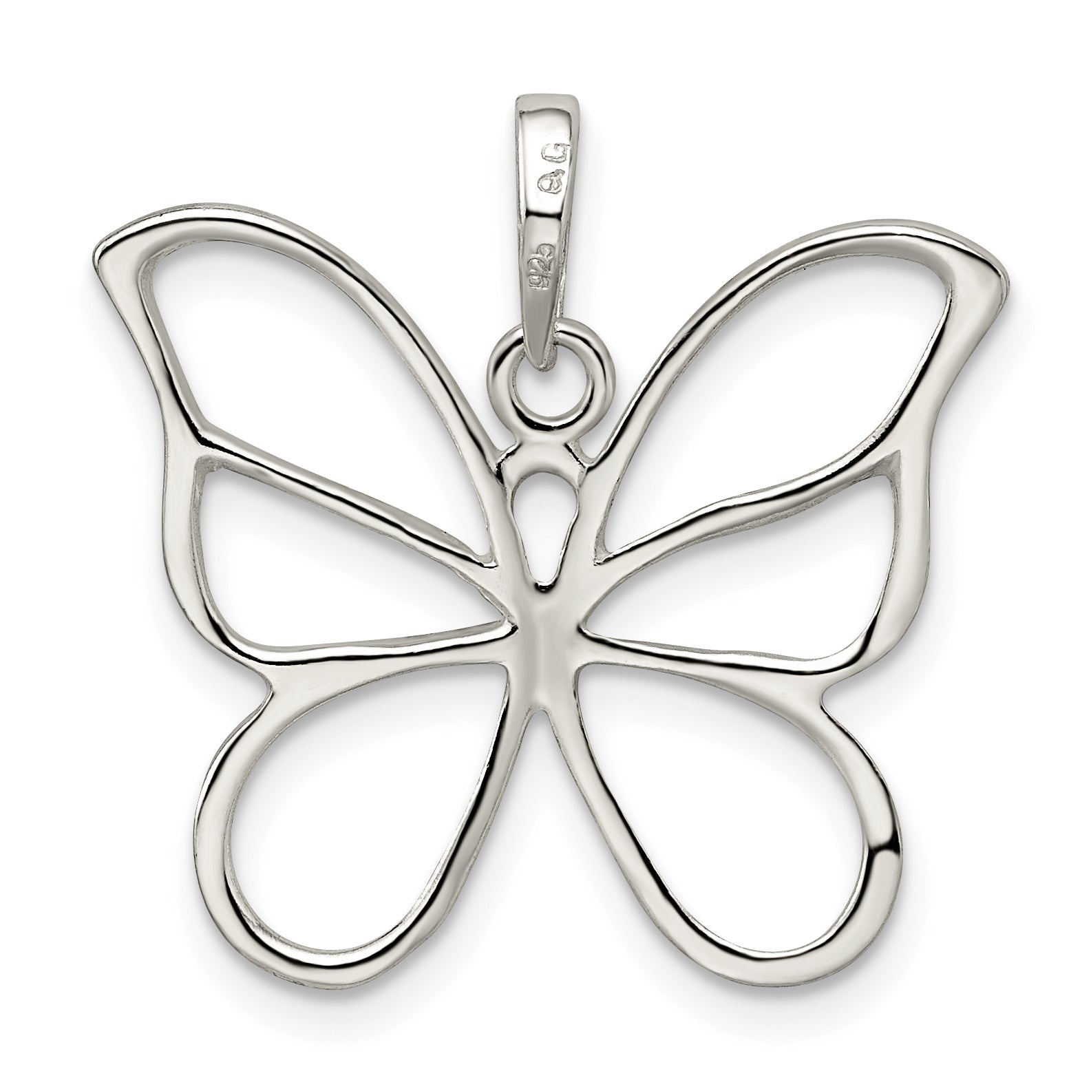 Sterling Silver Polished Butterfly Pendant