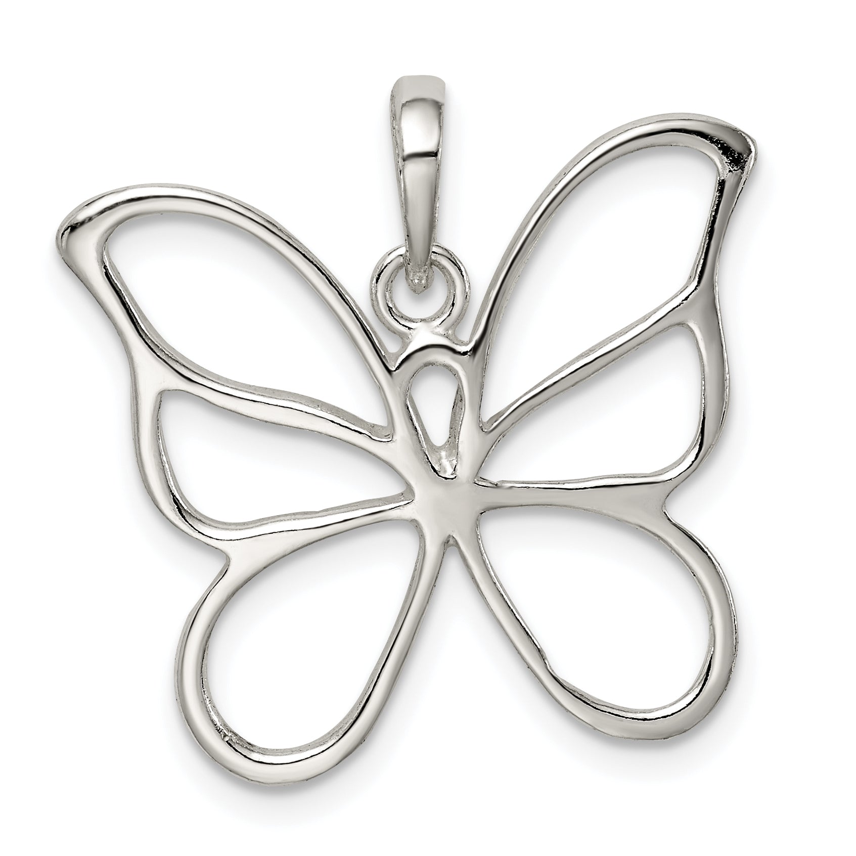 Sterling Silver Polished Butterfly Pendant