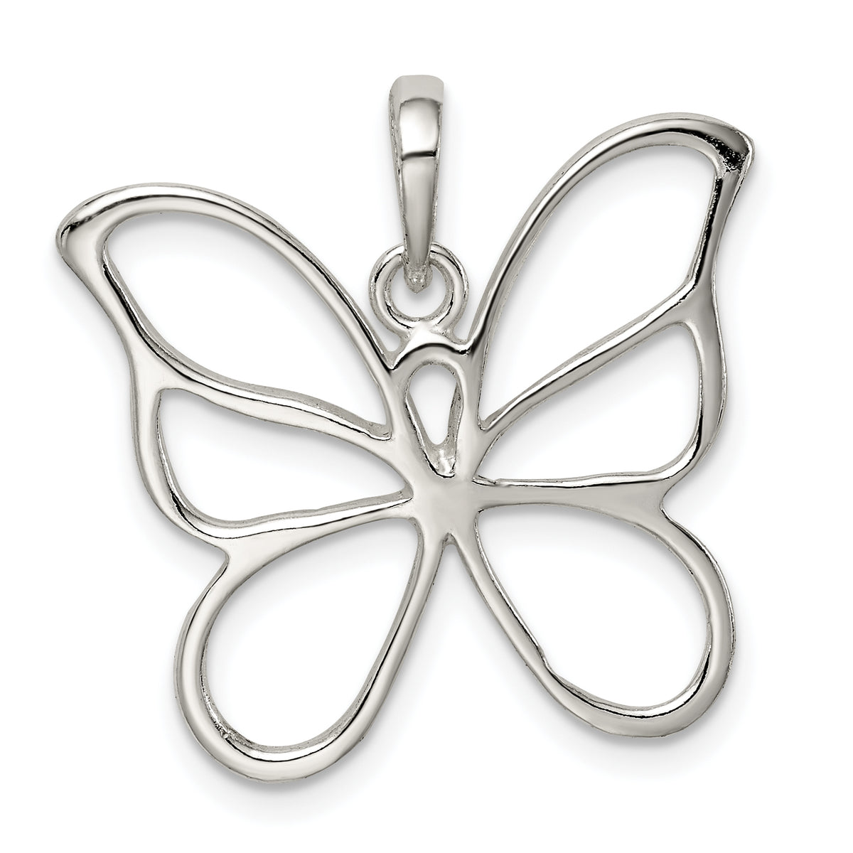 Sterling Silver Polished Butterfly Pendant