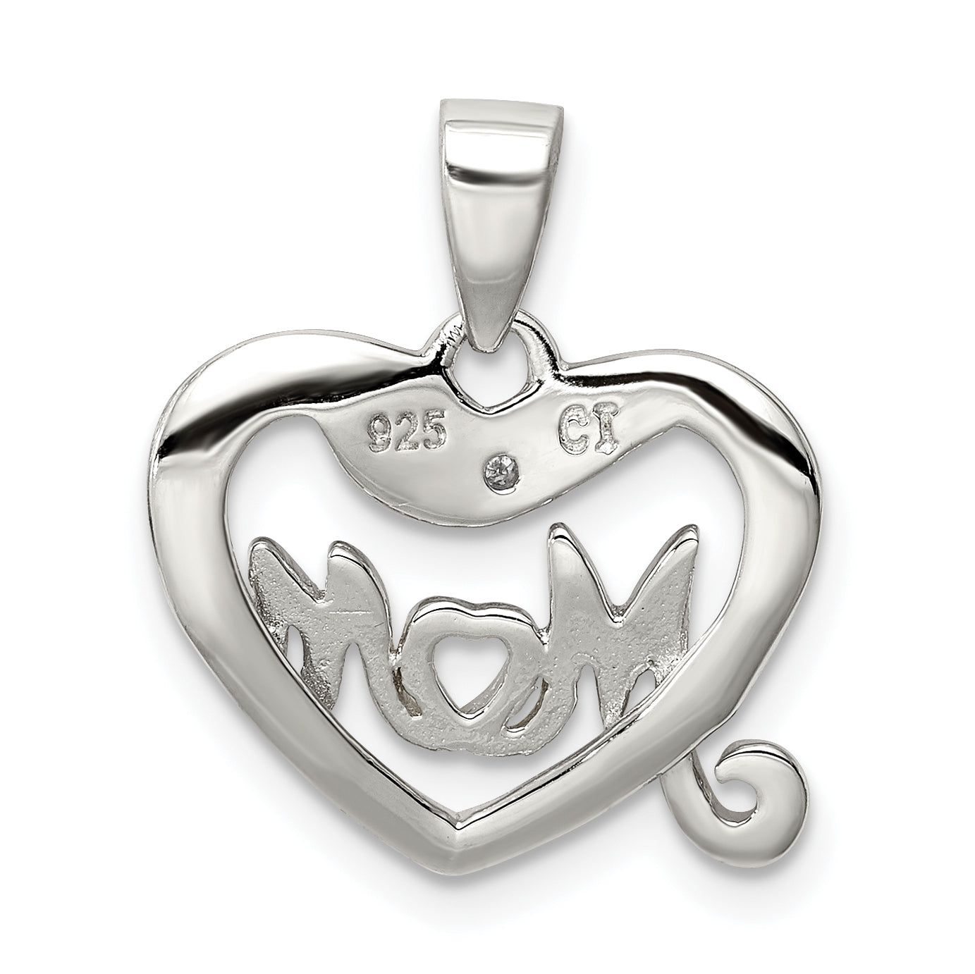 Sterling Silver Vermeil Diamond Mom Pendant