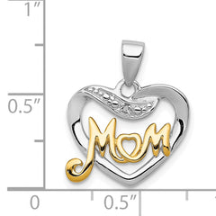 Sterling Silver Vermeil Diamond Mom Pendant