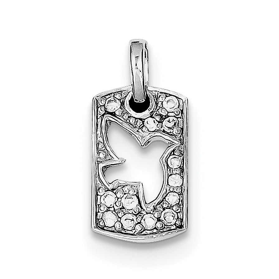 Sterling Silver Rhodium Plated Peace CZ Dove Charm