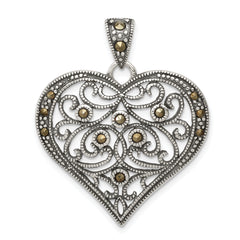 Sterling Silver Marcasite Heart Pendant