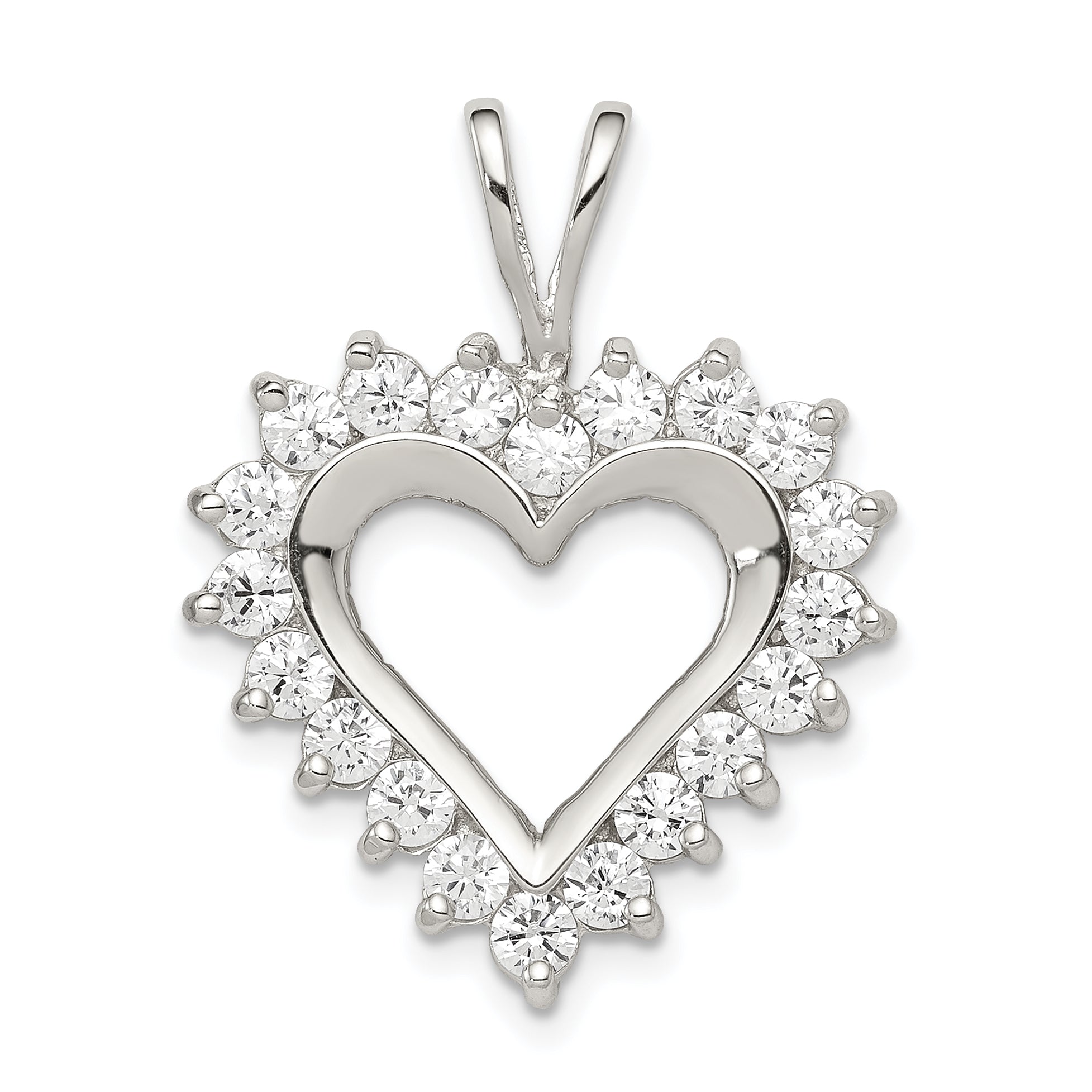 Sterling Silver CZ Heart Pendant