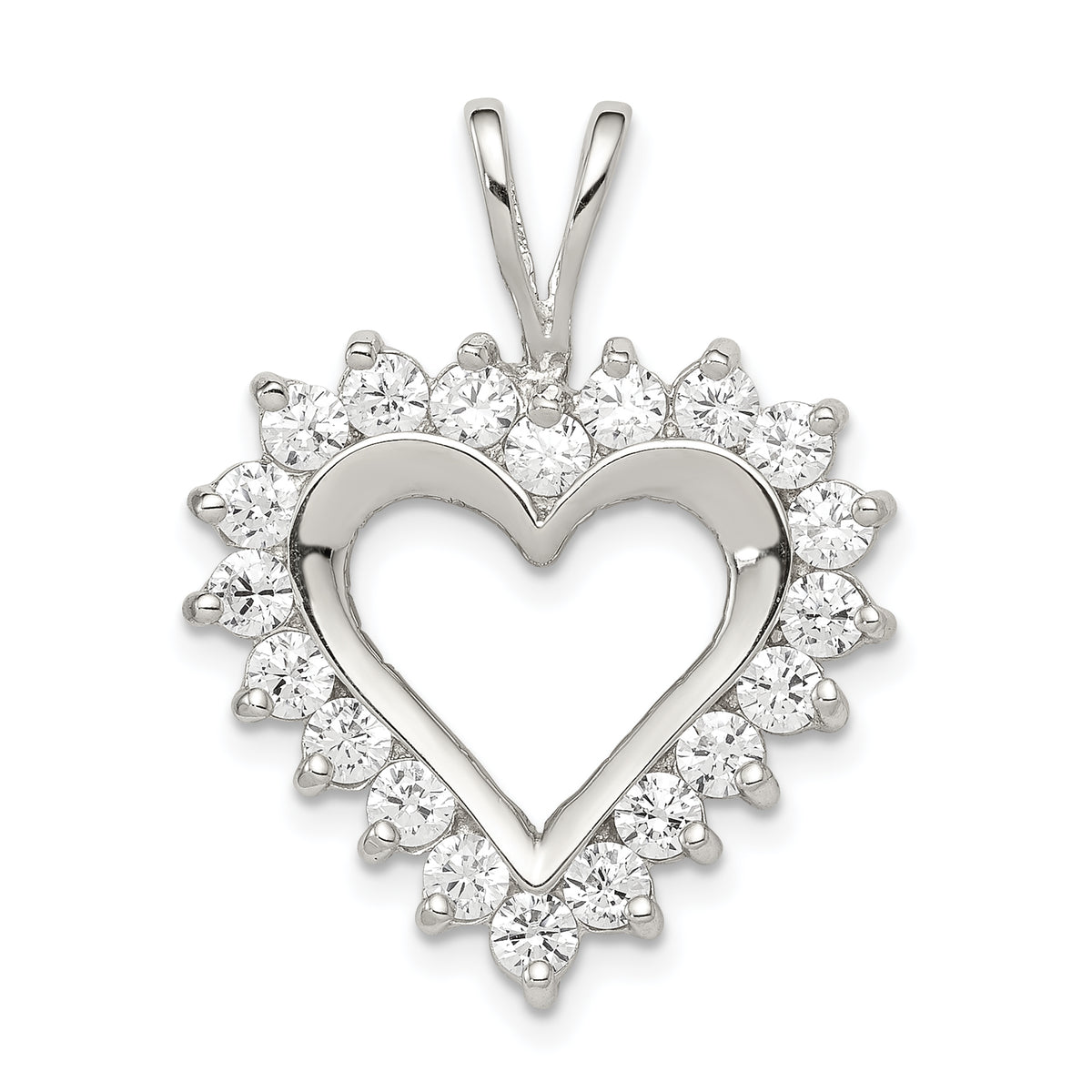 Sterling Silver CZ Heart Pendant