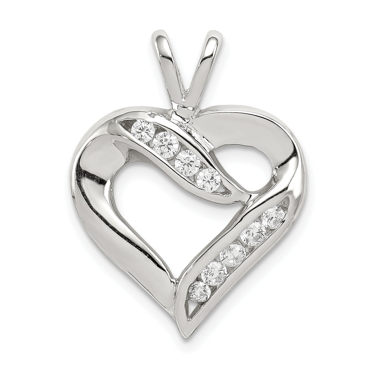 Sterling Silver CZ Heart Pendant