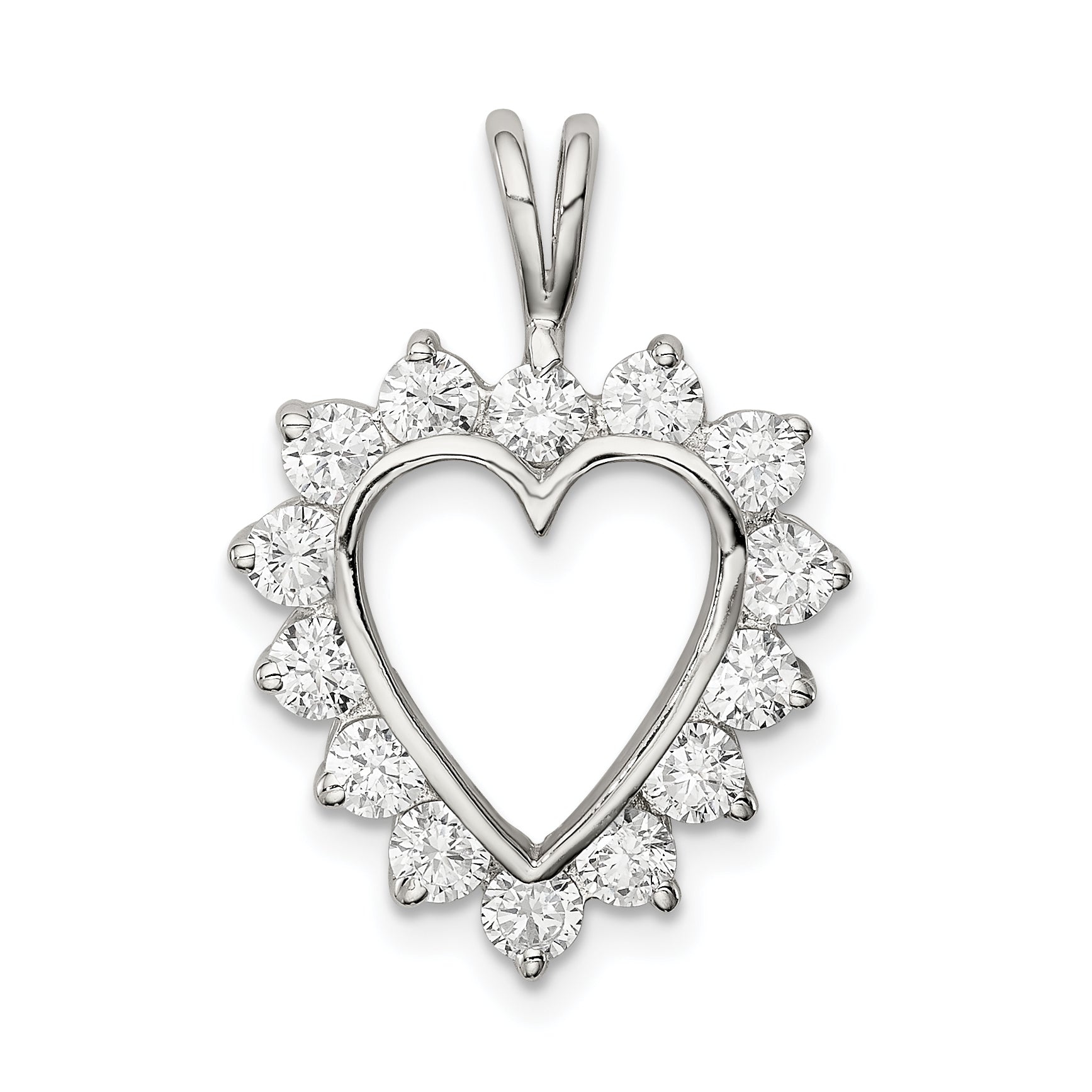 Sterling Silver CZ Heart Pendant