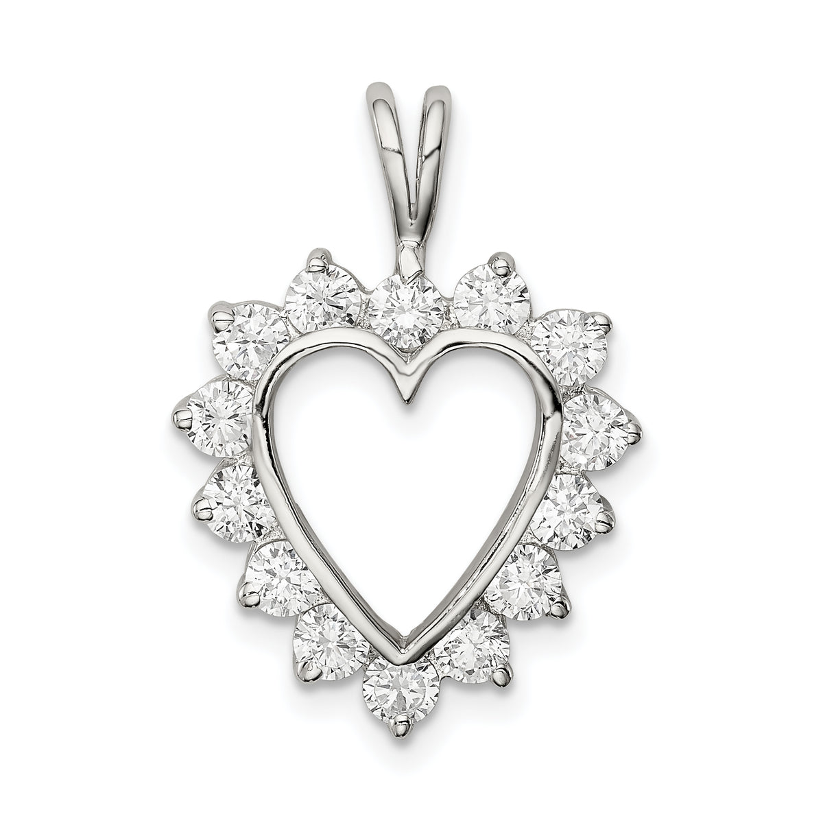 Sterling Silver CZ Heart Pendant