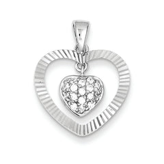 Sterling Silver CZ Heart Pendant