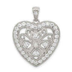 Sterling Silver CZ Heart Pendant