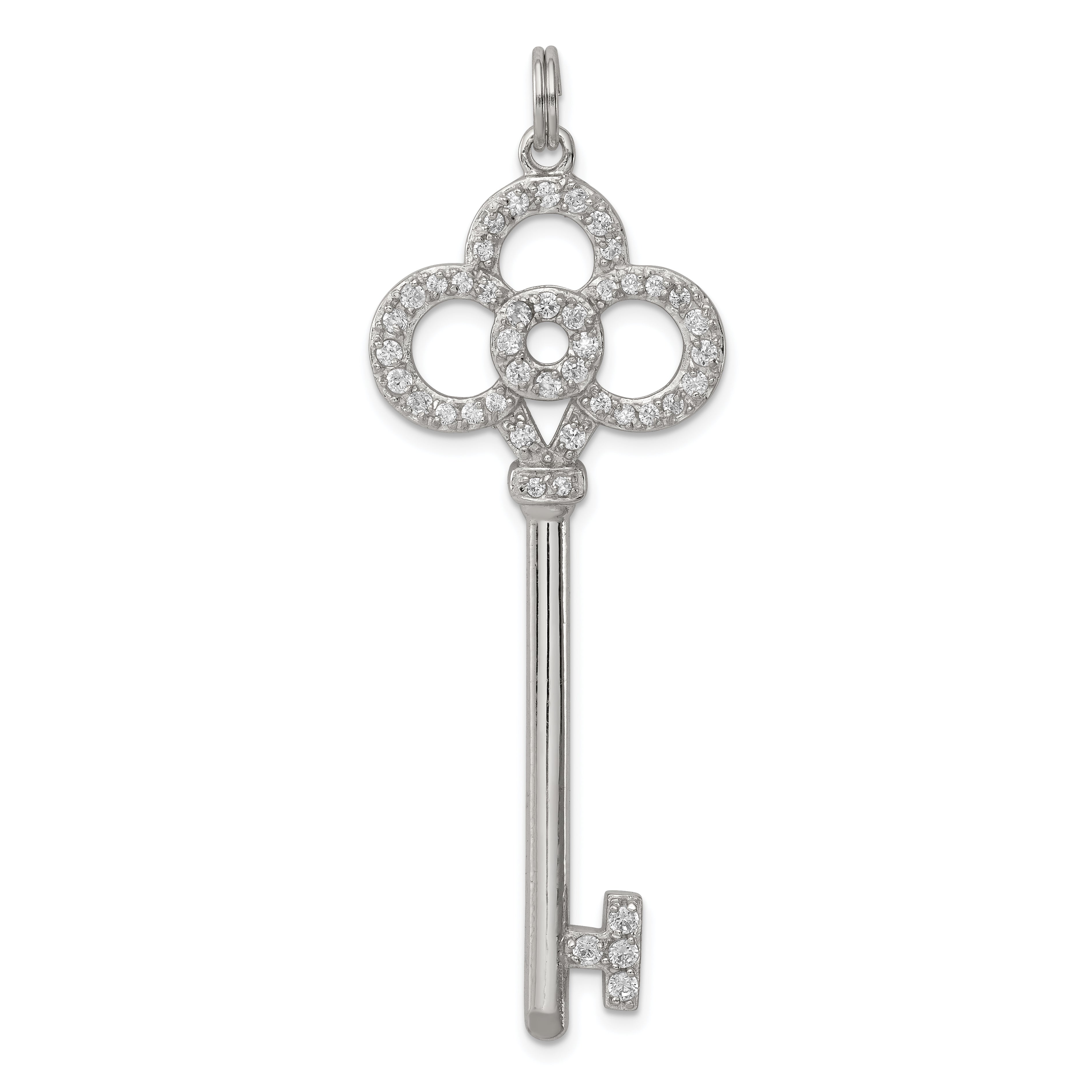 Sterling Silver and CZ Key Pendant