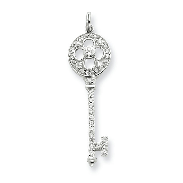 Sterling Silver and CZ  Key Pendant