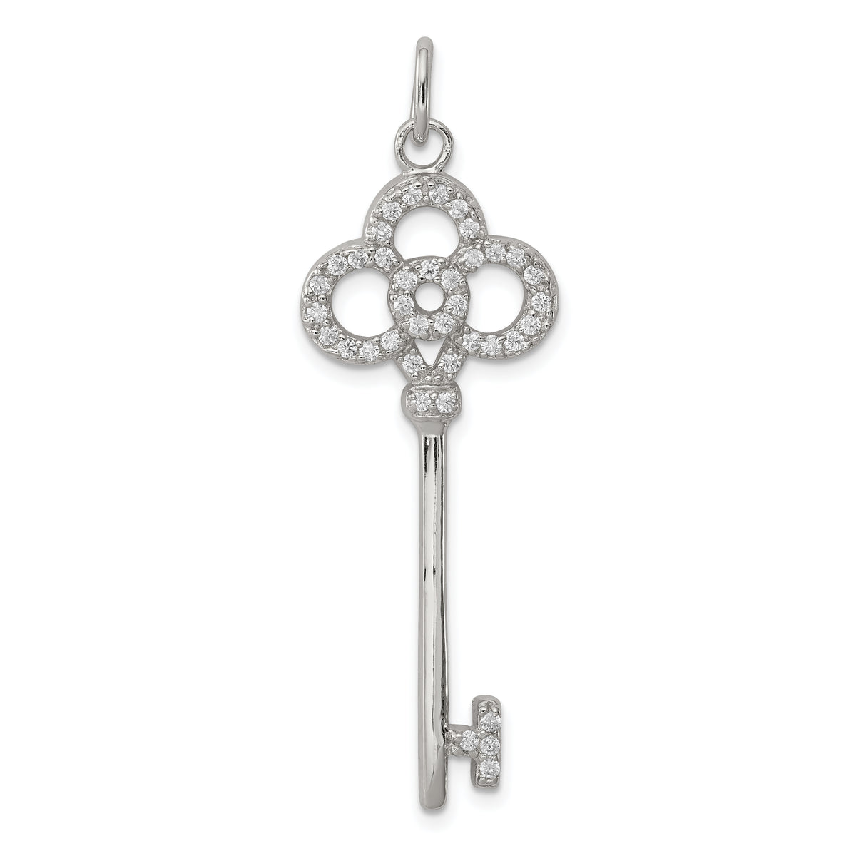 Sterling Silver CZ Key Pendant