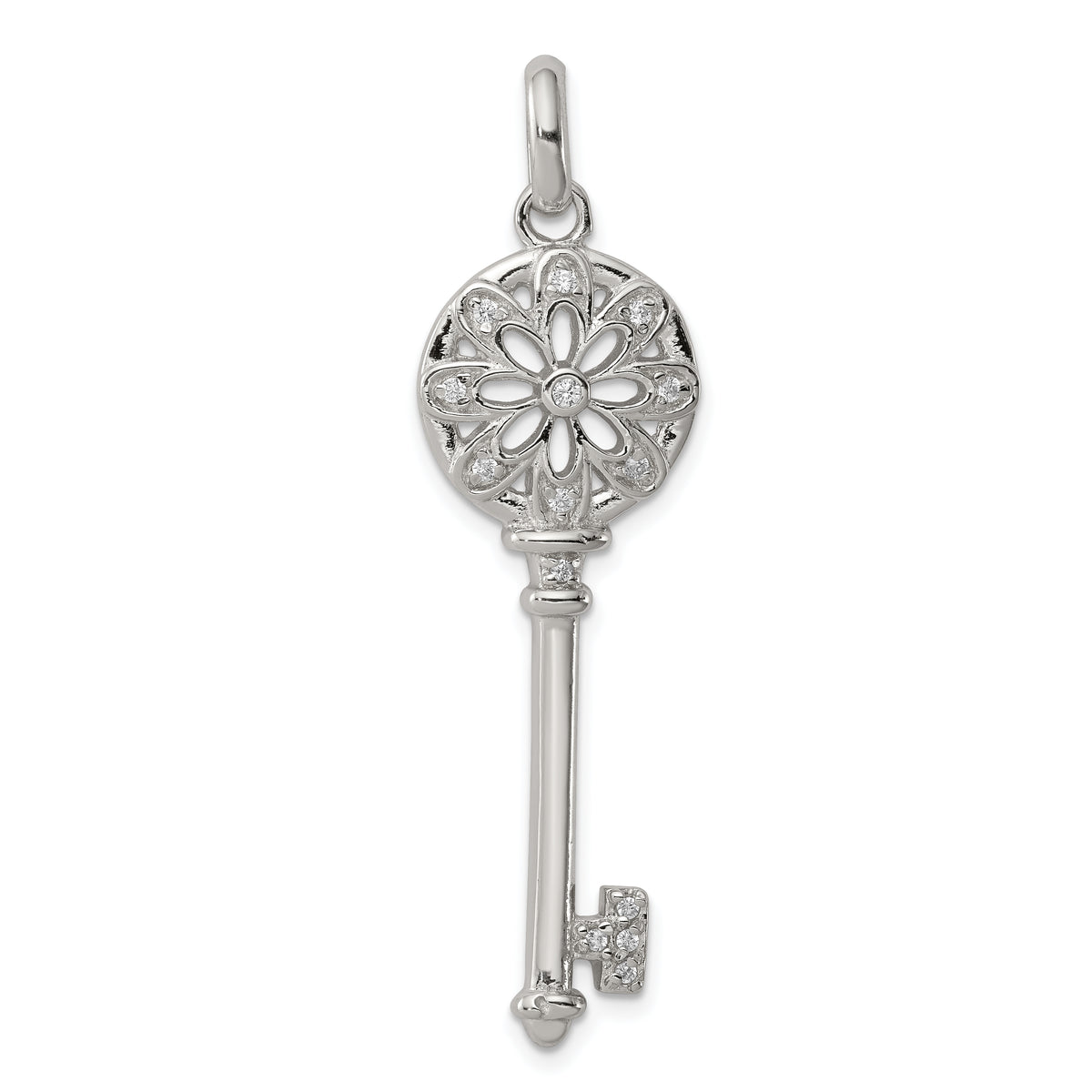 Sterling Silver CZ Key Pendant