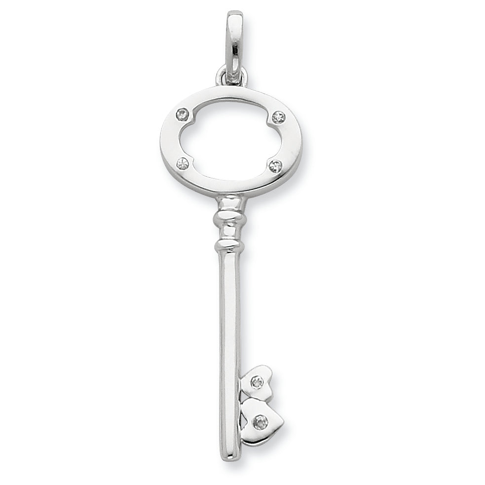 Sterling Silver CZ Key Pendant