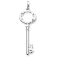 Sterling Silver CZ Key Pendant