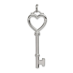 Sterling Silver Open Heart Top Large Key Pendant