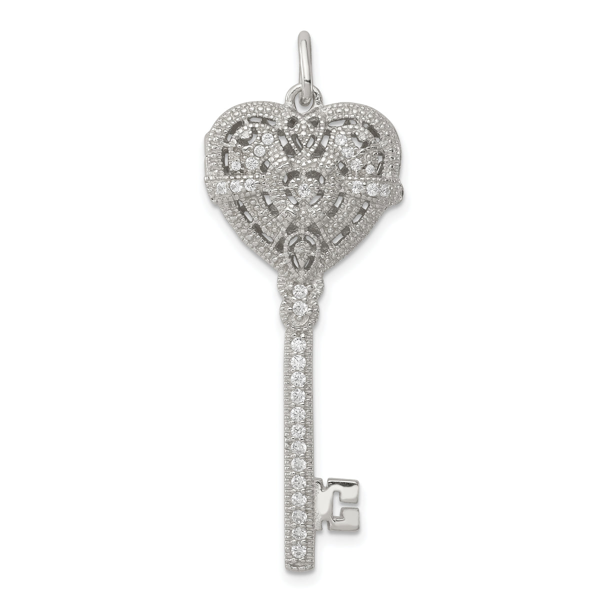 Sterling Silver CZ Heart Key Locket