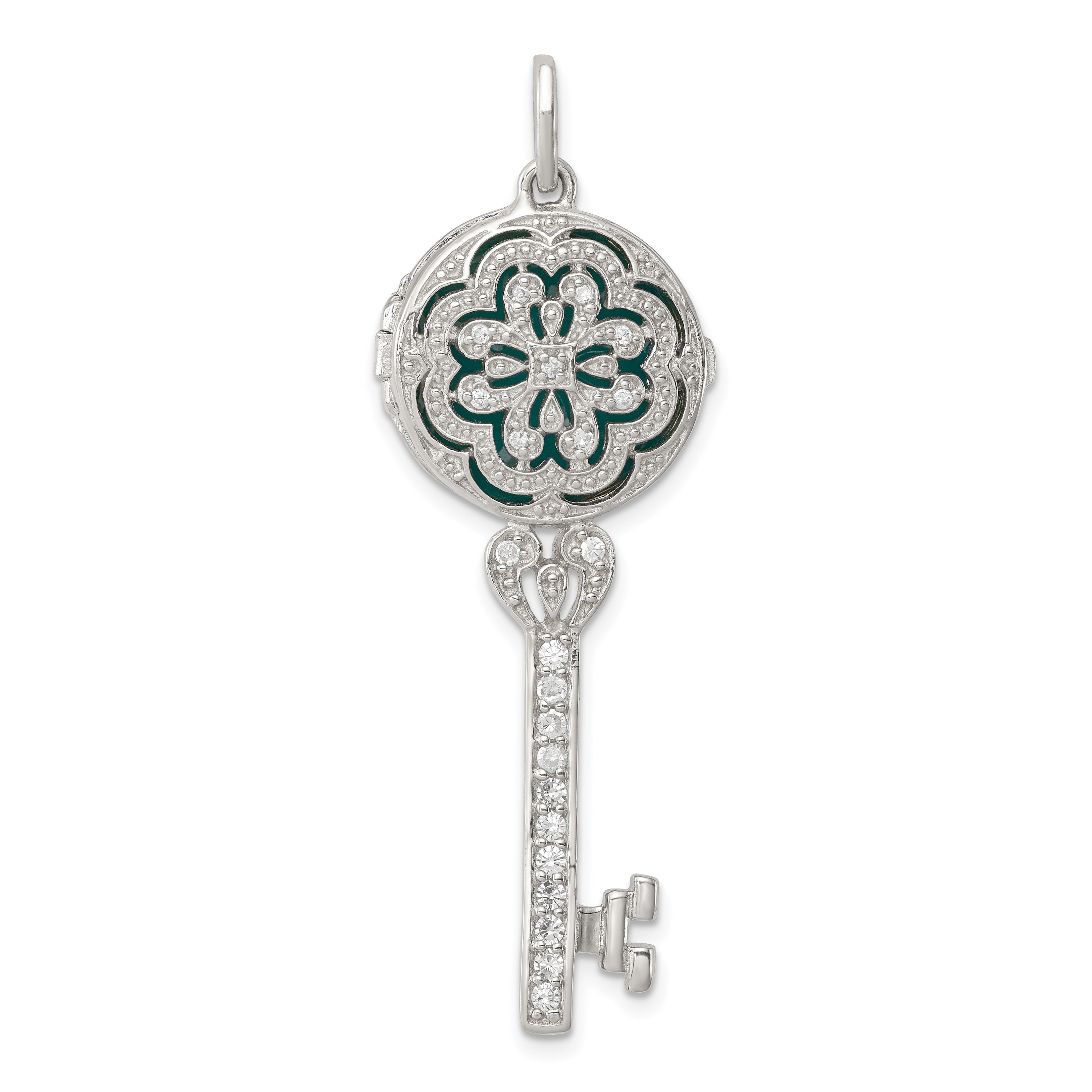 Sterling Silver CZ Key Locket