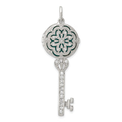 Sterling Silver CZ Key Locket