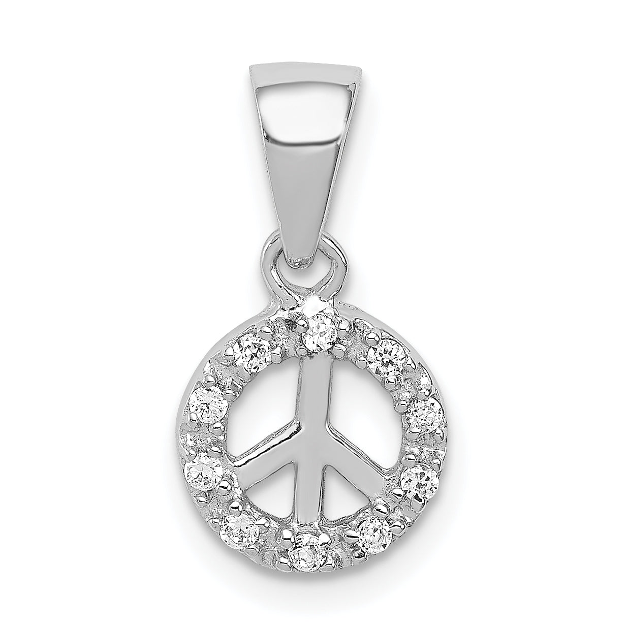 Sterling Silver Small CZ Peace Pendant