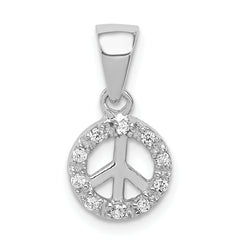 Sterling Silver Small CZ Peace Pendant