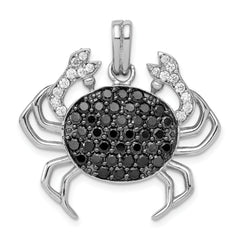 Sterling Silver Black & White CZ Crab Pendant